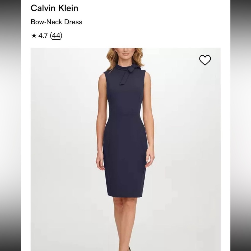 Calvin Klein Navy Bow-Neck Midi Dress